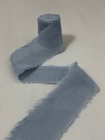 Стрічка синьо-сіра шифонова 4 см х 5 м - Стрічки для флористики і декору