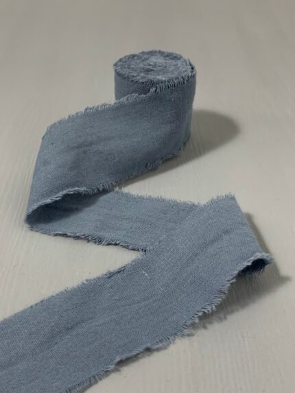 Стрічка сіро-синя бавовняна (4 см) - Бавовняні стрічки