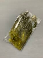 Набір натурального пір'я фазана в горох салатово-жовте 100 шт - Пір'я