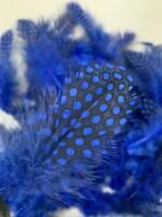 Набір натурального пір'я фазана в горох синє 100 шт - Пір'я