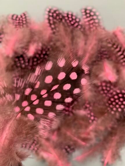 Набір натурального пір'я фазана в горох рожево античне 100 шт - Пір'я