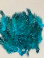 Набір натурального пір'я фазана в горох темно бірюзове 100 шт - Пір'я