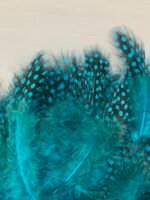 Набір натурального пір'я фазана в горох темно бірюзове 100 шт - Пір'я