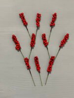 Штучні ягідки набір 10 шт, червоні 9 см. H35. - Штучні ягоди та плоди