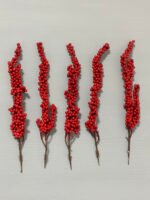 Штучні ягідки на стеблі червоні 29 см. T001. - Штучні ягоди та плоди