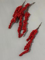 Штучні ягідки на стеблі червоні 29 см. T001. - Штучні ягоди та плоди