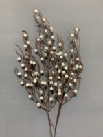 Штучні ягідки на коричневому стеблі білі глазуровані 30 см. 02-17. - Штучні ягоди та плоди