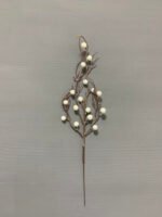 Штучні ягідки на коричневому стеблі білі глазуровані 30 см. 02-17. - Штучні ягоди та плоди