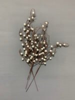 Штучні ягідки на коричневому стеблі білі глазуровані 30 см. 02-17. - Штучні ягоди та плоди