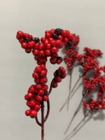 Штучні ягідки на стеблі червоно-чорні 18 см. H12. - Штучні ягоди та плоди