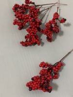 Штучні ягідки на стеблі червоно-чорні 18 см. H12. - Штучні ягоди та плоди