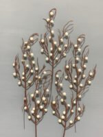 Штучні ягідки на коричневому стеблі білі 30 см. 02-17. - Штучні ягоди та плоди