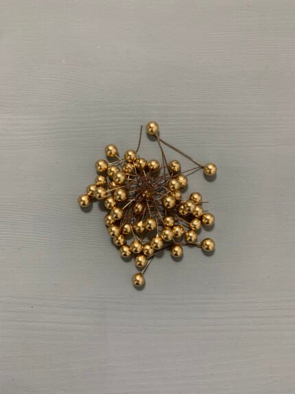 Штучні ягідки набір 50 шт золоті 6 см. - Штучні ягоди та плоди