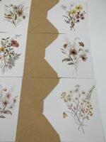 Листівки з акварельним принтом, з крафт конвертами та наліпками, набір 6 шт. - Конверти