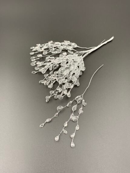 Гілка декоративна з акриловими кристалами, 16 см, 3 гілки, набір 10 шт. - Гірлянди новорічні