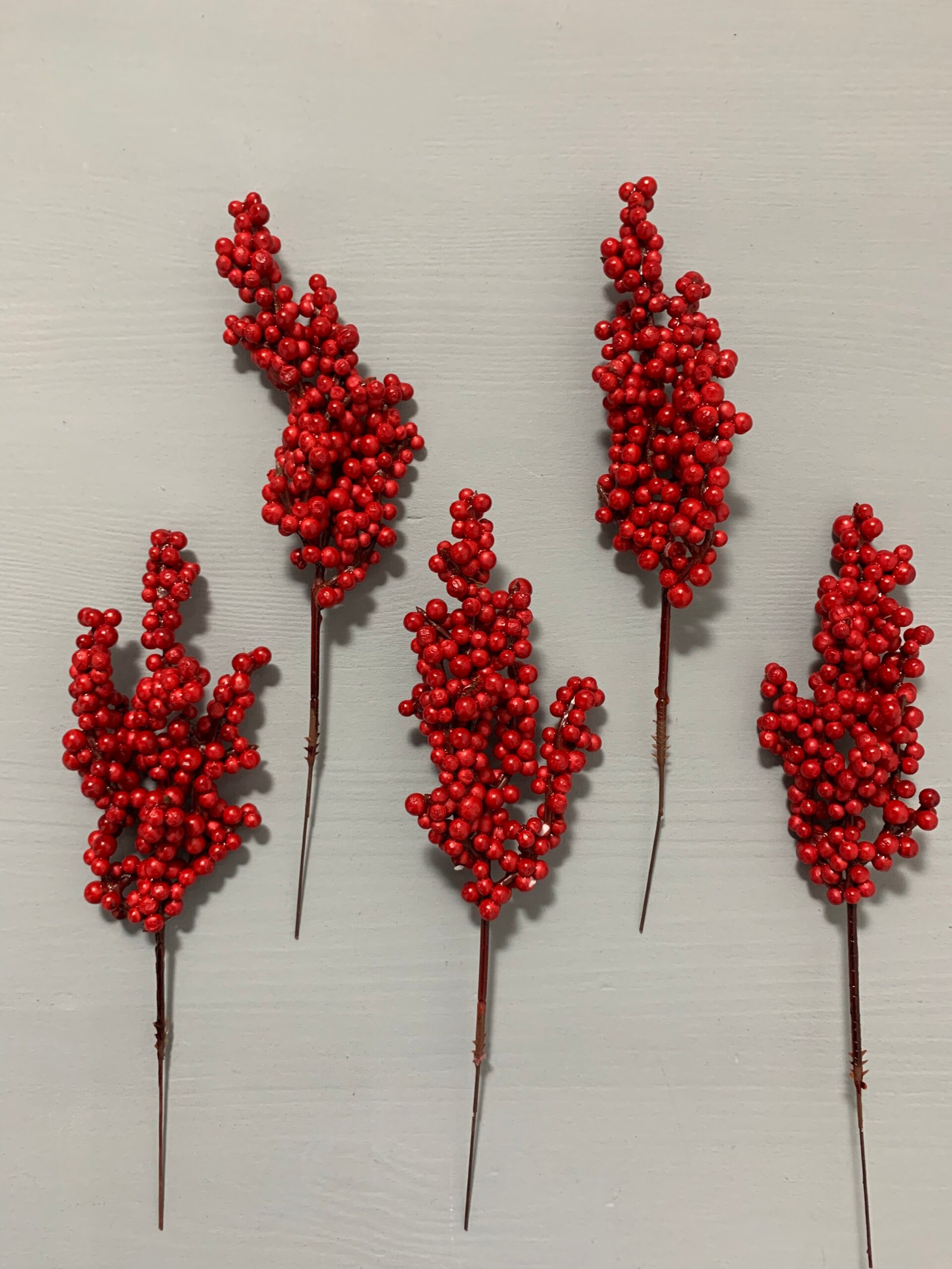 Штучні ягідки на стеблі червоні 23 см. H11. - Штучні ягоди та плоди Штучні ягідки на стеблі червоні 23 см. H11. - Штучні ягоди та плоди