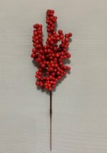Штучні ягідки на стеблі червоні 23 см. H11. - Штучні ягоди та плоди