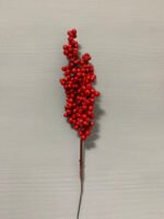 Штучні ягідки на стеблі червоні 23 см. H11. - Штучні ягоди та плоди