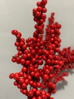 Штучні ягідки на стеблі червоні 23 см. H11. - Штучні ягоди та плоди