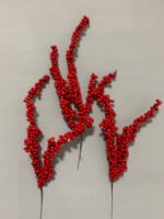 Штучні ягідки на стеблі червоні 36 см. Z1. - Штучні ягоди та плоди