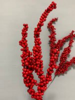 Штучні ягідки на стеблі червоні 36 см. Z1. - Штучні ягоди та плоди