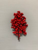 Штучні ягідки без стебла, червоні з листочками 10 см. F11. - Штучні ягоди та плоди