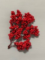 Штучні ягідки на стеблі, червоні матові 11 см. C16. - Штучні ягоди та плоди