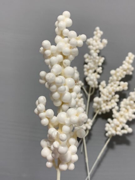 Штучні ягідки на білому стеблі білі 20 см. 05-12. - Штучні ягоди та плоди