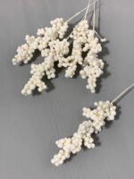 Штучні ягідки на білому стеблі білі 20 см. 05-12. - Штучні ягоди та плоди