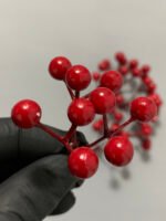 Штучні ягідки без стебла, червоні 9 шт, 4,5 см. F16. - Штучні ягоди та плоди