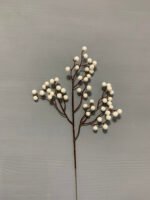 Штучні ягідки на коричневому стеблі білі 30 см. 03. - Штучні ягоди та плоди