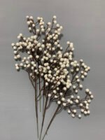 Штучні ягідки на коричневому стеблі білі 30 см. 03. - Штучні ягоди та плоди