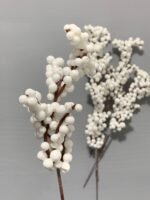 Штучні ягідки на коричневому стеблі білі 18 см. 10-8. - Штучні ягоди та плоди