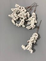 Штучні ягідки на коричневому стеблі білі 18 см. 10-8. - Штучні ягоди та плоди