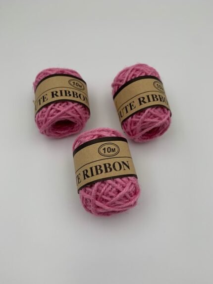 Мотузка джутова трьохниткова, рожева, 0,2 мм, 10 метрів - Мотузки для декору