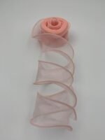 Стрічка з органзи рожево-персикова 4 см х 9 м - Бавовняні стрічки