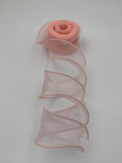 Стрічка з органзи рожево-персикова 4 см х 9 м - Бавовняні стрічки