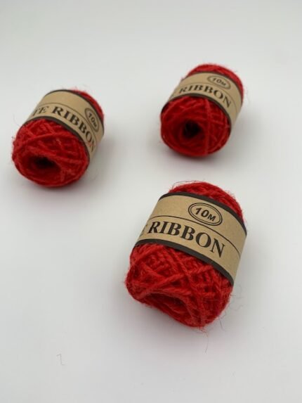 Мотузка джутова трьохниткова, червона, 0,2 мм, 10 метрів - Мотузки для декору