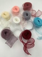 Стрічка з органзи рожево-персикова 4 см х 9 м - Бавовняні стрічки