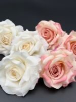 Голівка рози, штучна, біло-рожева 8 см - Штучні квіти