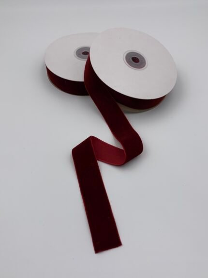Стрічка зі штучного оксамиту Бордова 2,5 см/9 м - Оксамитові стрічки