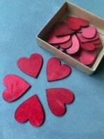 Серце з дерева червоне 5 см 5 шт - Флористичний декор