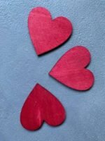 Серце з дерева червоне 5 см 5 шт - Флористичний декор