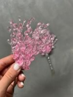Гілка декоративна з акриловими кристалами Рожева, 16 см, 3 гілки, набір 10 шт. - Гілки декоративні